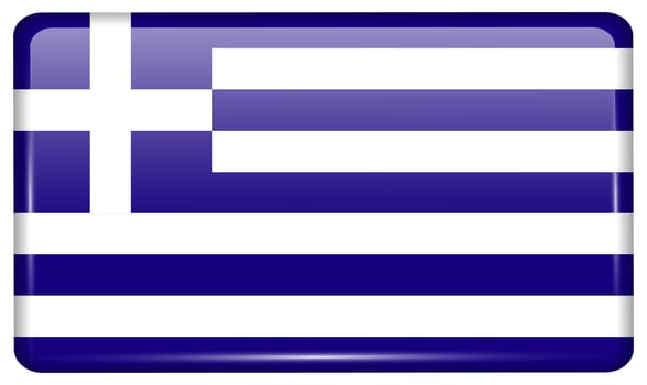 Flags of Greece in the form of a magnet on refrigerator with reflections light. illustration