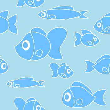 Seamless pattern with fish in cartoon style. illustration