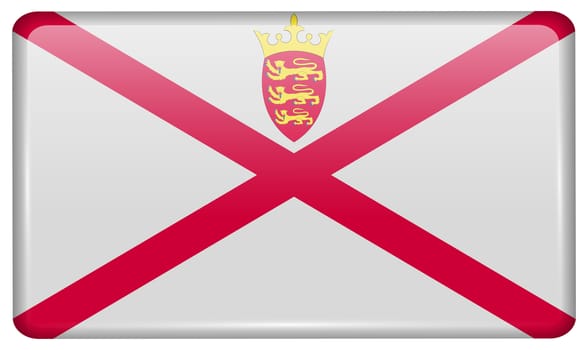 Flags of Jersey in the form of a magnet on refrigerator with reflections light. illustration