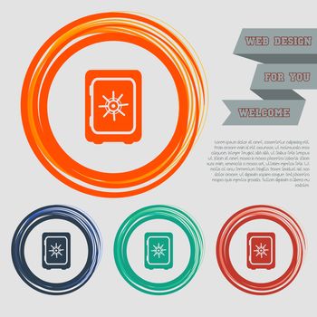 Safe money icon on the red, blue, green, orange buttons for your website and design with space text. illustration