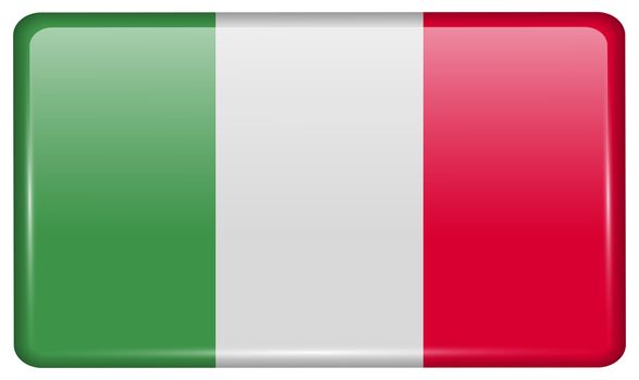 Flags of Italy in the form of a magnet on refrigerator with reflections light. illustration