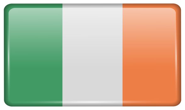 Flags of Ireland in the form of a magnet on refrigerator with reflections light. illustration