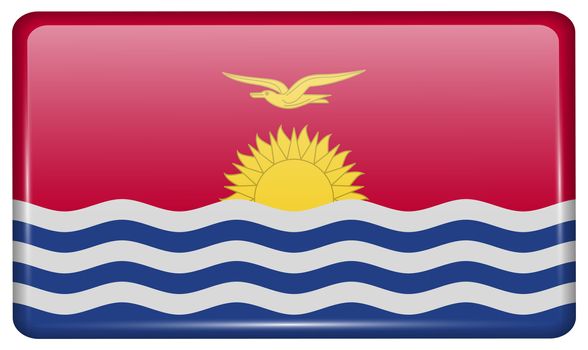 Flags of Kiribati in the form of a magnet on refrigerator with reflections light. illustration