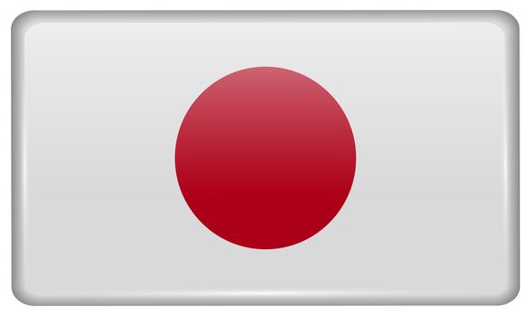 Flags of Japan in the form of a magnet on refrigerator with reflections light. illustration