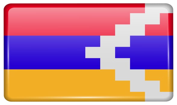 Flags of Karabakh Republic in the form of a magnet on refrigerator with reflections light. illustration