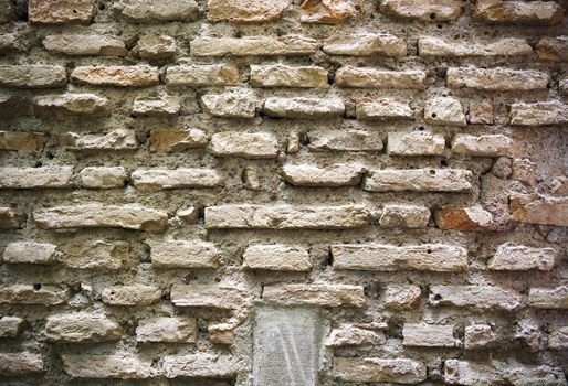 detail of an old brick wall