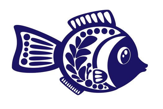 Illustration of isolated cartoon fish on white background. illustration