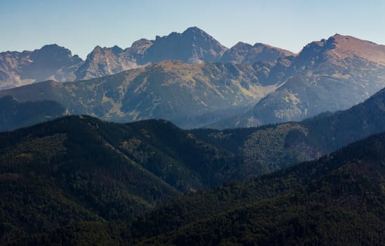 High Tatra Mountain in summer. lovely scenery observed from village Zakopane, Poland