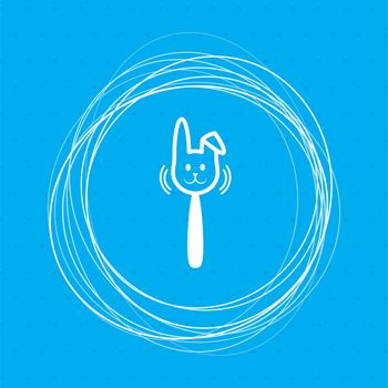 easter rabbit icon on a blue background with abstract circles around and place for your text. illustration