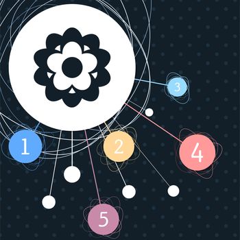 flower icon with the background to the point and with infographic style. illustration