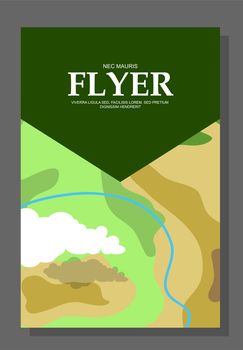 Flyers with the concept of a hike in the mountains. Extreme entertainment. Check areas. Life of survival in the open or in the woods. illustration