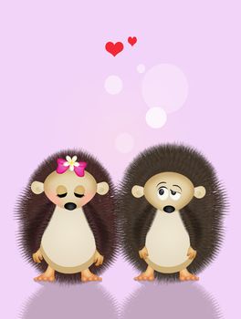 illustration of couple of hedgehogs