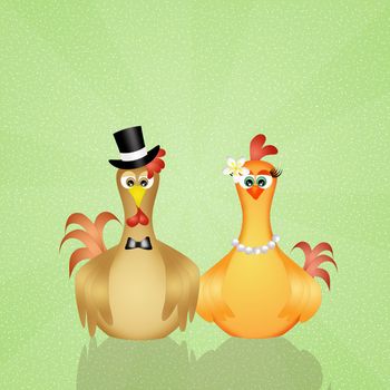 illustration of couple of chickens