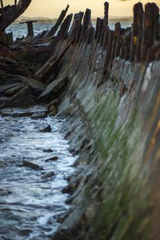 Shipwreck of HMQS Gayundah at Woody Point, Queensland, Australia.