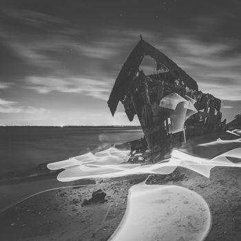 Shipwreck of HMQS Gayundah at Woody Point, Queensland, Australia.