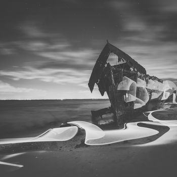 Shipwreck of HMQS Gayundah at Woody Point, Queensland, Australia.