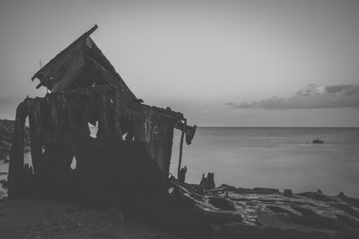 Shipwreck of HMQS Gayundah at Woody Point, Queensland, Australia.