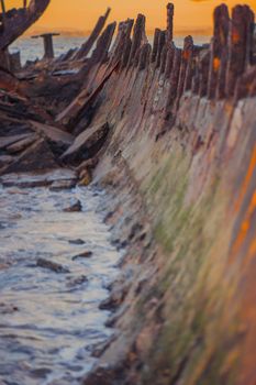 Shipwreck of HMQS Gayundah at Woody Point, Queensland, Australia.