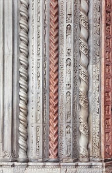 Close up of an entrance in basilica Santa Maria Maggiore, Bergamo, Italy