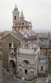 Aerial view of basilica of Santa Maria Maggiore, Bergamo, Italy