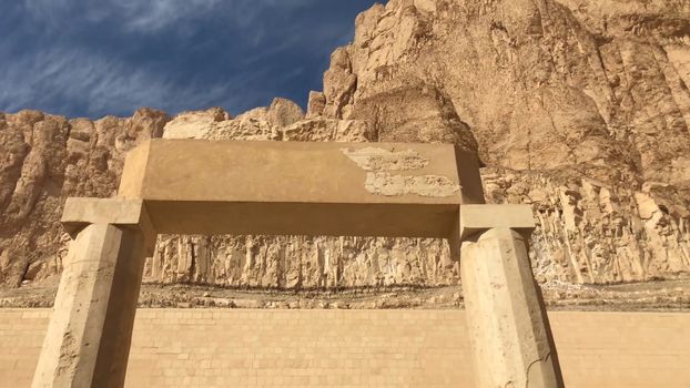 Buildings and columns of ancient Egyptian megaliths. Ancient ruins of Egyptian buildings