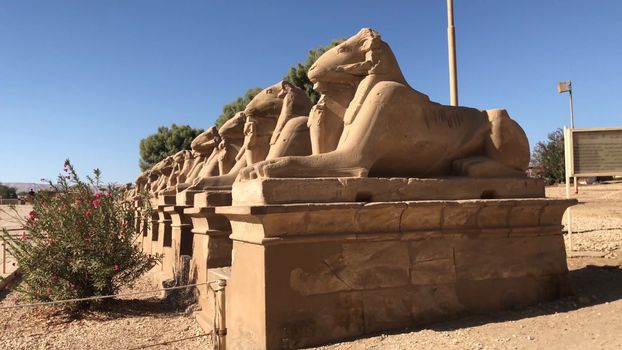 Buildings and columns of ancient Egyptian megaliths. Ancient ruins of Egyptian buildings