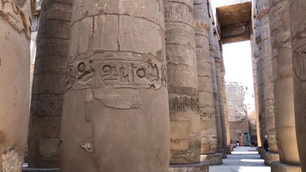 Buildings and columns of ancient Egyptian megaliths. Ancient ruins of Egyptian buildings