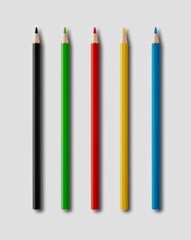 Coulouring pencils mockup isolated on grey background