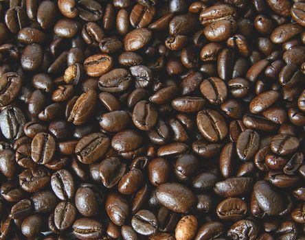 Coffee beans texture. Coffee background.  Close-up of coffee background
