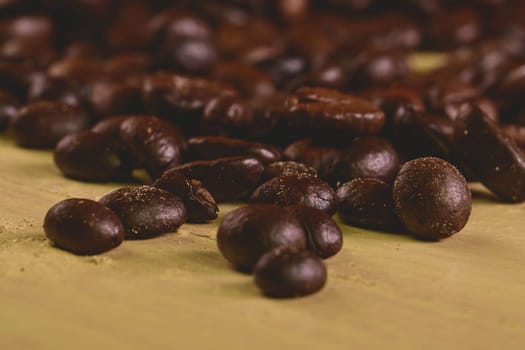 Coffee beans on white background. Close-up. Macro image. 