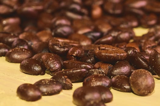 Coffee beans on white background. Close-up. Macro image. 