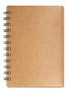 Brown notebook isolated on white background