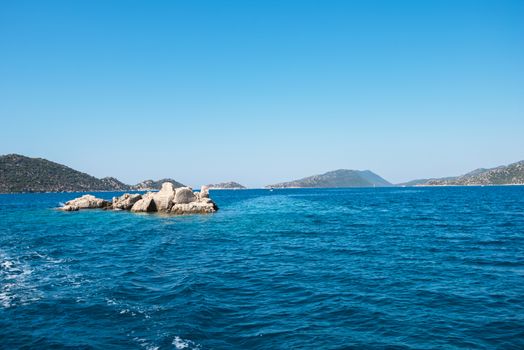 Sea, near ruins of the ancient city on the Kekova island, Turkey