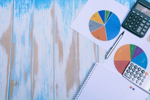 Top view of stock financial indices with stack coin. Financial stock market in accounting market economy analysis and copy space for insert text.