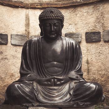 Made in bronze, c.a. 1860, meditating position. Useful for concepts related to concentration.