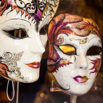 Venice, Italy. Detail of an original and traditional venetian mask.