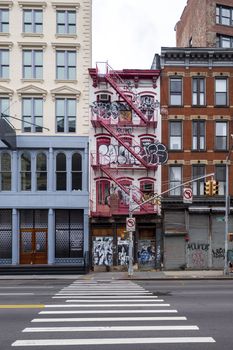 stairs on the facade of the little italy of new york