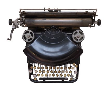 Isolated Vintage Black Typewriter On A White Background