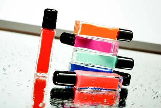 Nail Polish set. Manicure. Colorful Nail Polish Bottles