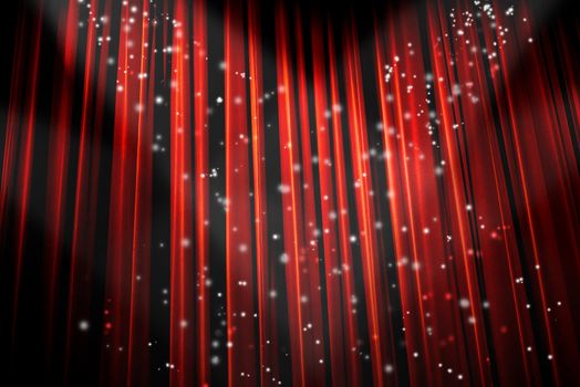 Beautiful red theater curtain with dark shadows