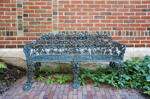 nice bench inside a park in Portland, Maine, USA