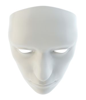 White mask similar to the robot's face isolated on white background. 3d illustration