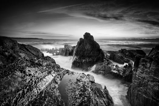 Weathered rocks from pounding ocean surf on the south coast of NSW Australia