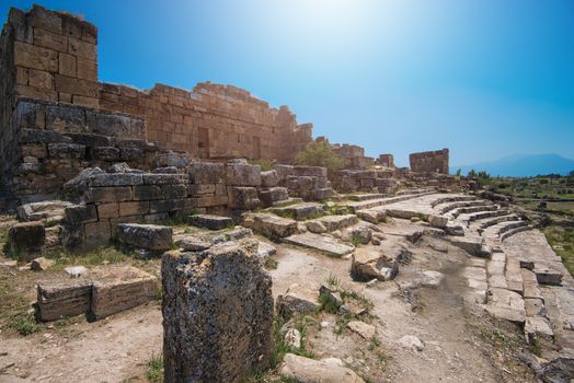 photo of ancient city Hierapolis, near modern turkey city Denizli, Turkey