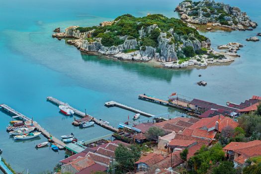 Small fishers village Simena, near Kekova on Mediterranean Sea in Turkey