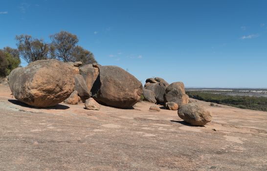 On top of the spectacular Wave Rock, famous place in the outback of Western Australia