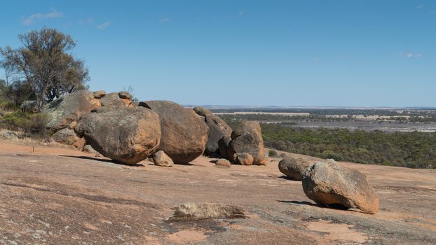 On top of the spectacular Wave Rock, famous place in the outback of Western Australia