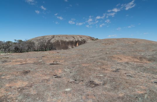 On top of the spectacular Wave Rock, famous place in the outback of Western Australia
