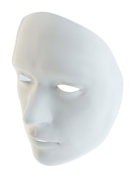 White mask similar to the robot's face isolated on white background. 3d illustration