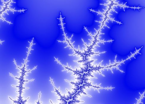 Winter Fractal Frost Background - Blue Abstract Christmas Image